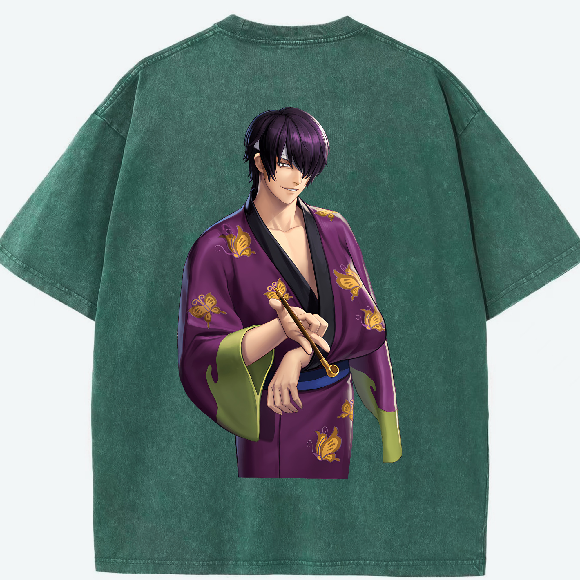 （画像用） ぎんたま 坂田銀時（さかたぎんとき） 神楽 志村新八（しむら しんぱち） GINTAMA Sakata Gintoki Kagura Shimura Shinpachi 綿100% ヴィンテージ風 半袖Tシャツ（背面プリント）